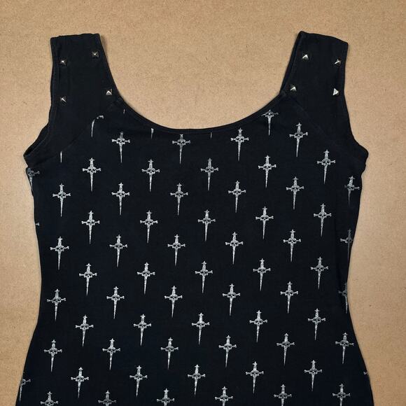 Rare Lip Service Silver Dagger 25 Years Dress Size XL Vintage Goth Gothic Y2K - Picture 7 of 16